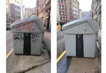 La Mancomunidad está limpiando los grafitis de los contenedores